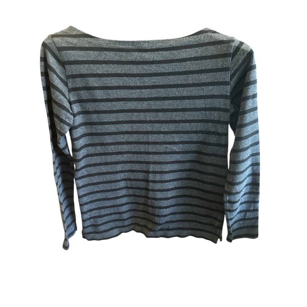 Uniqlo Gray and Black Striped Boatneck Long-Sleeve Top Women’s Size Small SML - Picture 3 of 6
